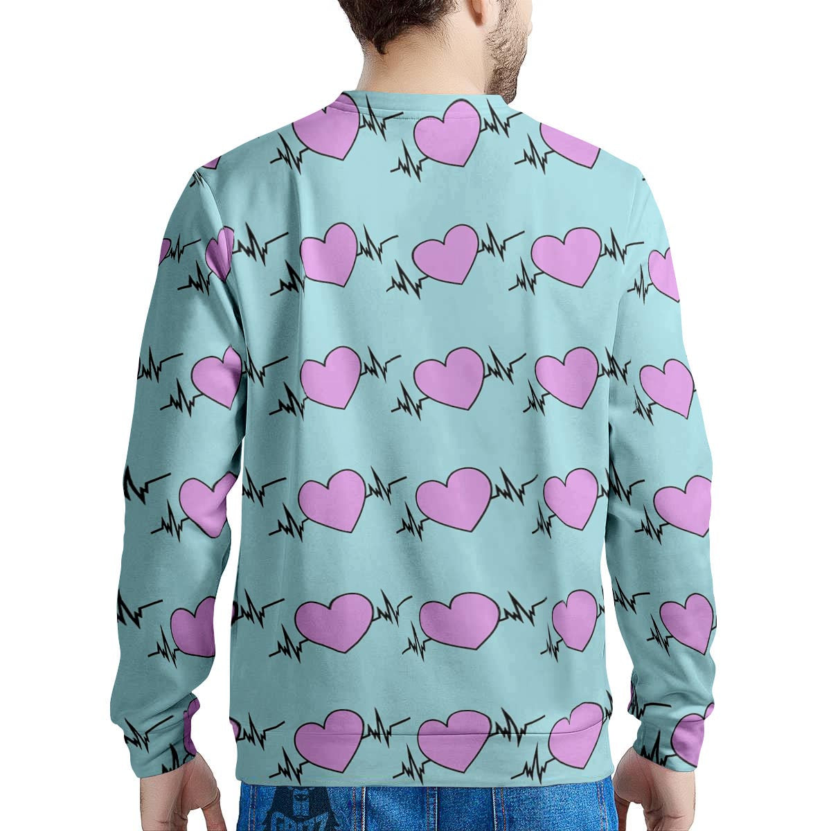 Heartbeat Pink Print Pattern Men's Sweatshirt-grizzshop