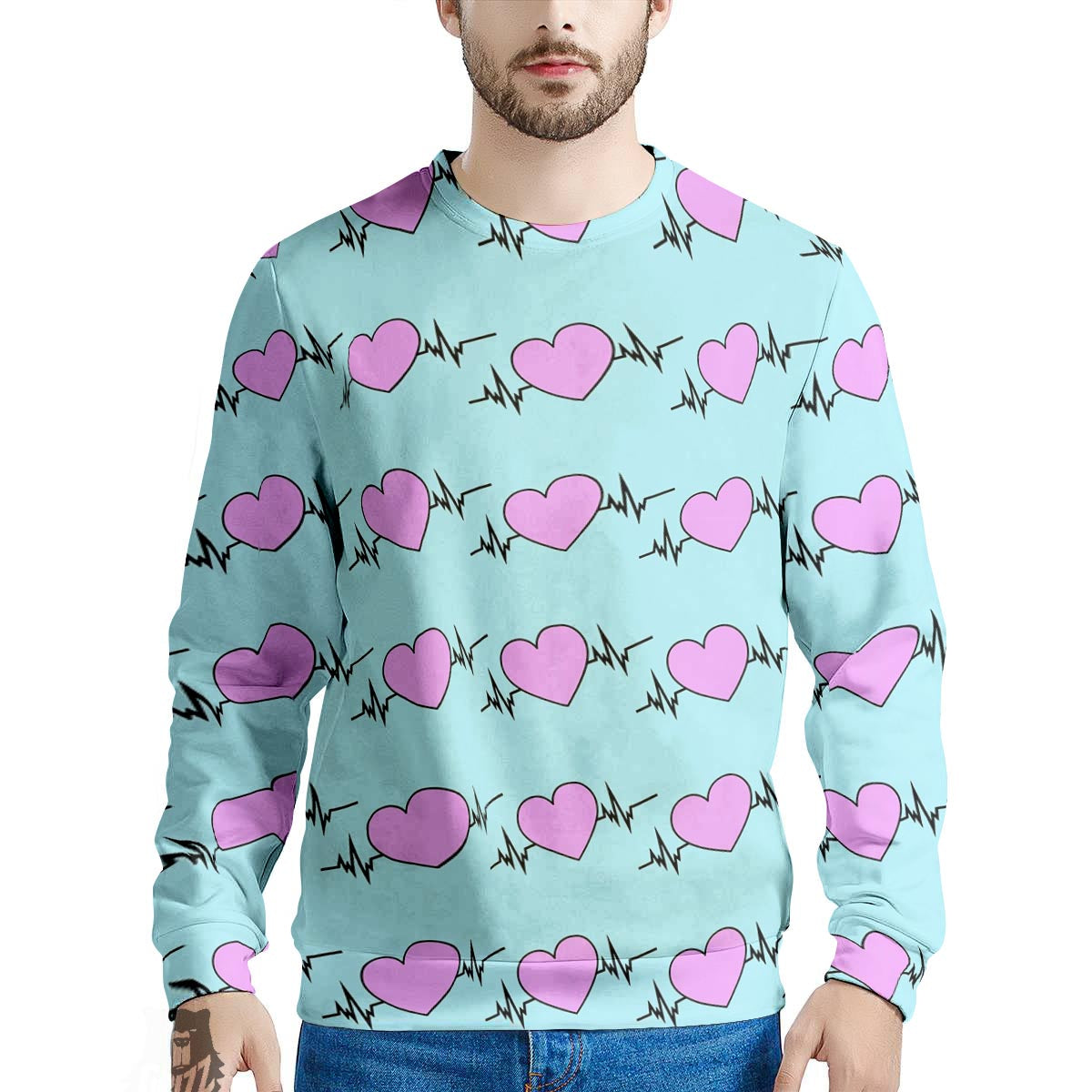 Heartbeat Pink Print Pattern Men's Sweatshirt-grizzshop