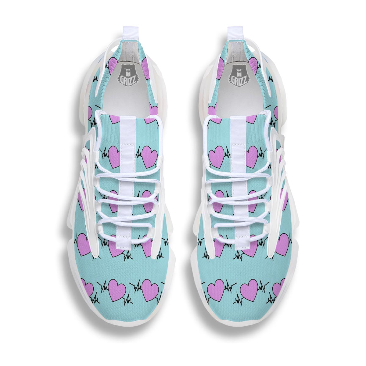 Heartbeat Pink Print Pattern White Gym Shoes-grizzshop
