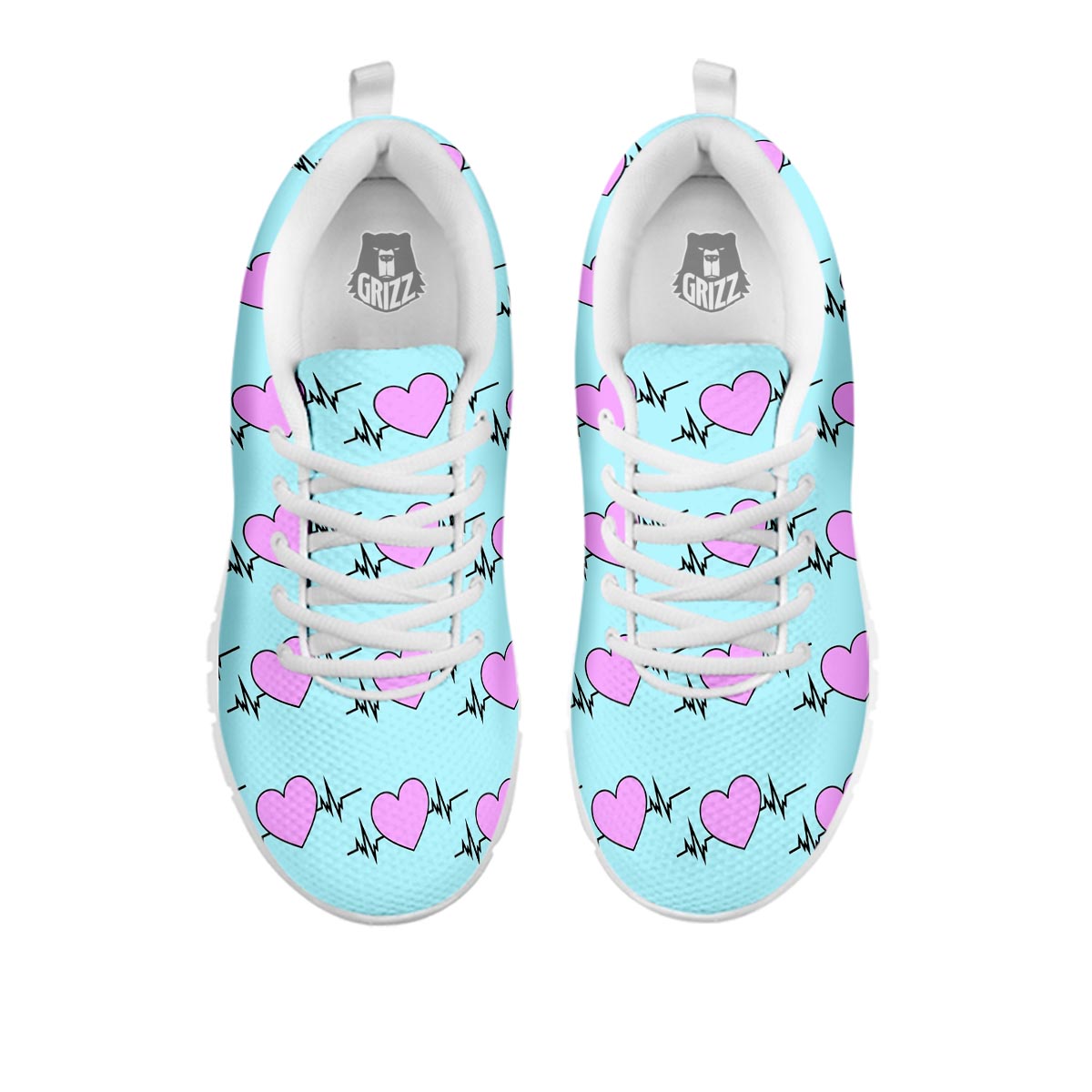 Heartbeat Pink Print Pattern White Sneaker-grizzshop