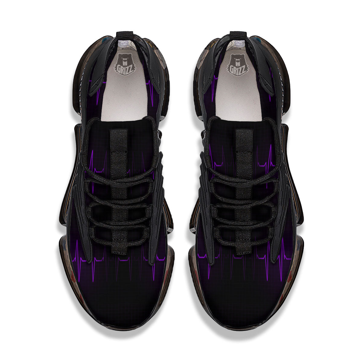 Heartbeat Purple Print Pattern Black Gym Shoes-grizzshop