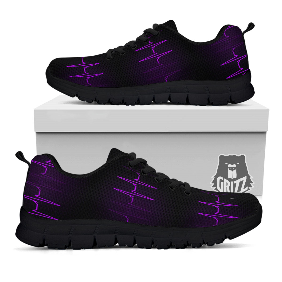 Heartbeat Purple Print Pattern Black Sneaker-grizzshop