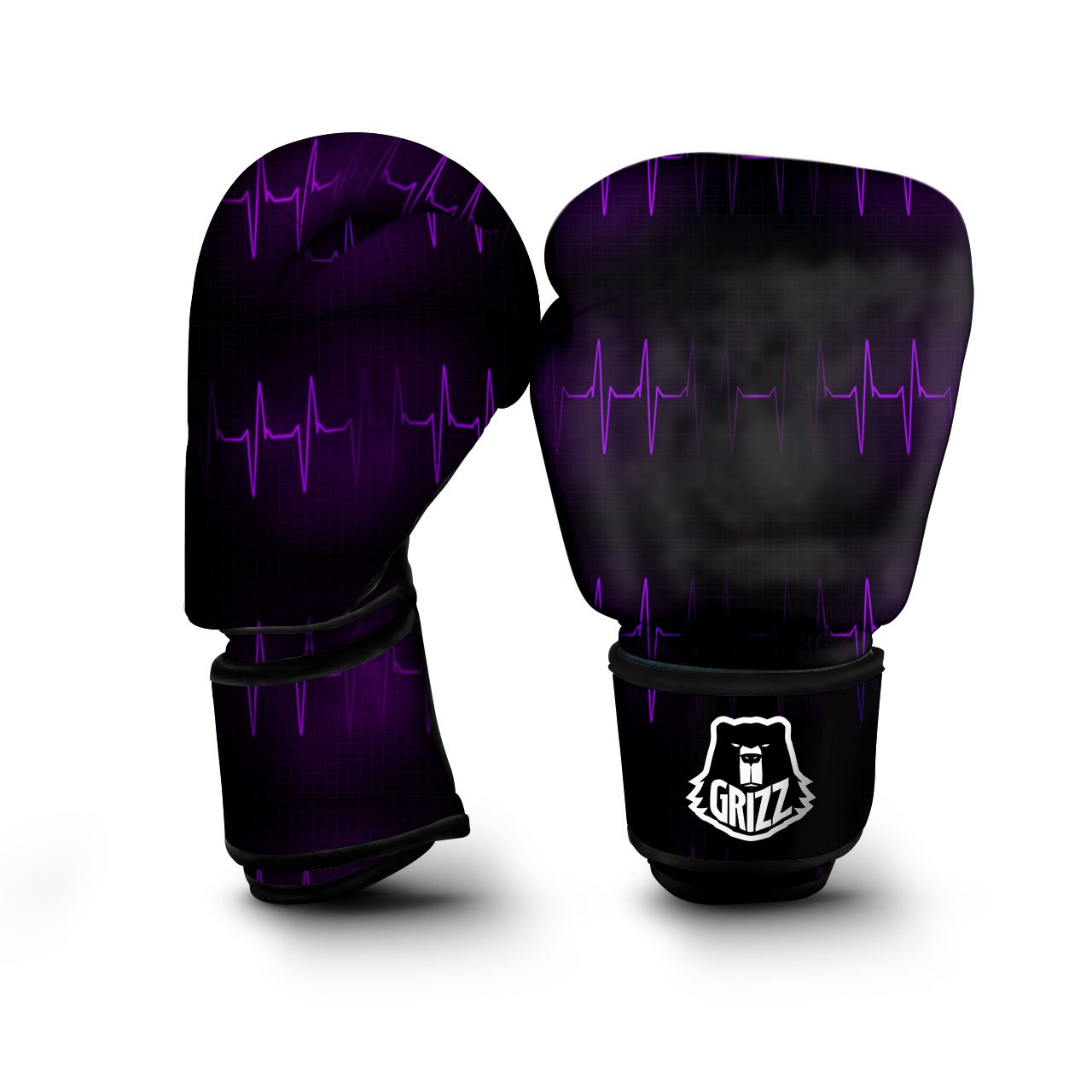 Heartbeat Purple Print Pattern Boxing Gloves-grizzshop