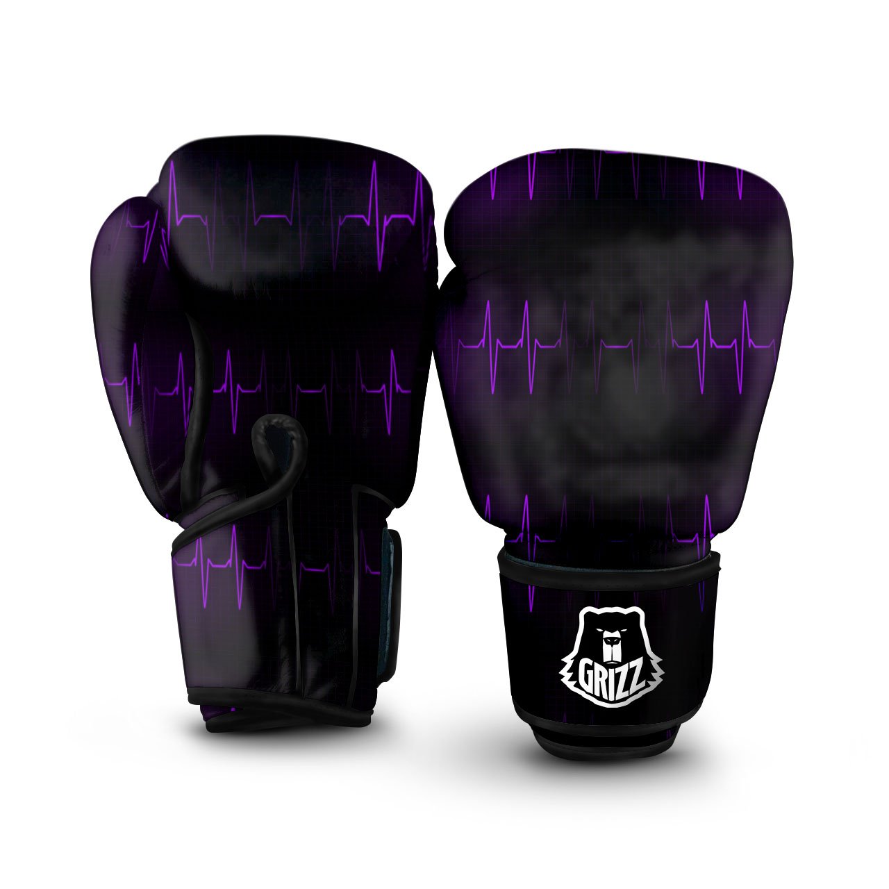 Heartbeat Purple Print Pattern Boxing Gloves-grizzshop