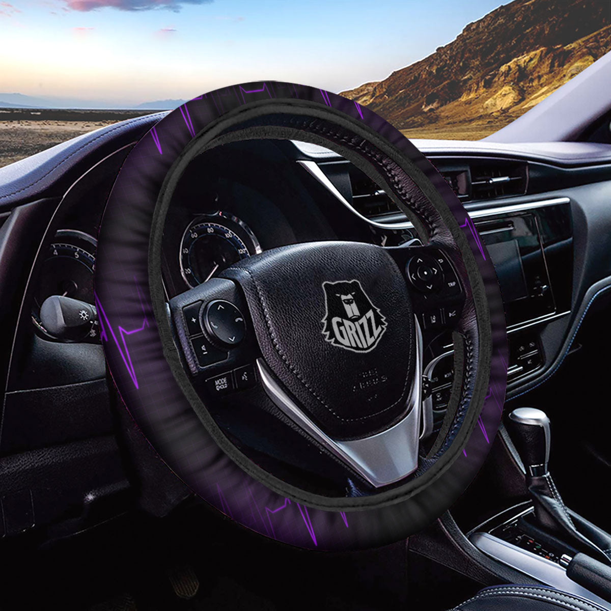 Heartbeat Purple Print Pattern Car Steering Wheel Cover-grizzshop