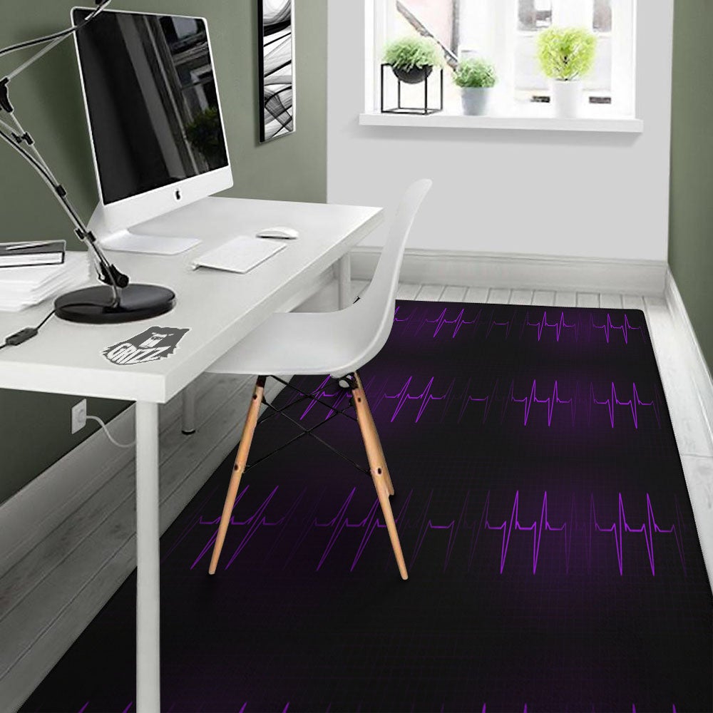 Heartbeat Purple Print Pattern Floor Mat-grizzshop