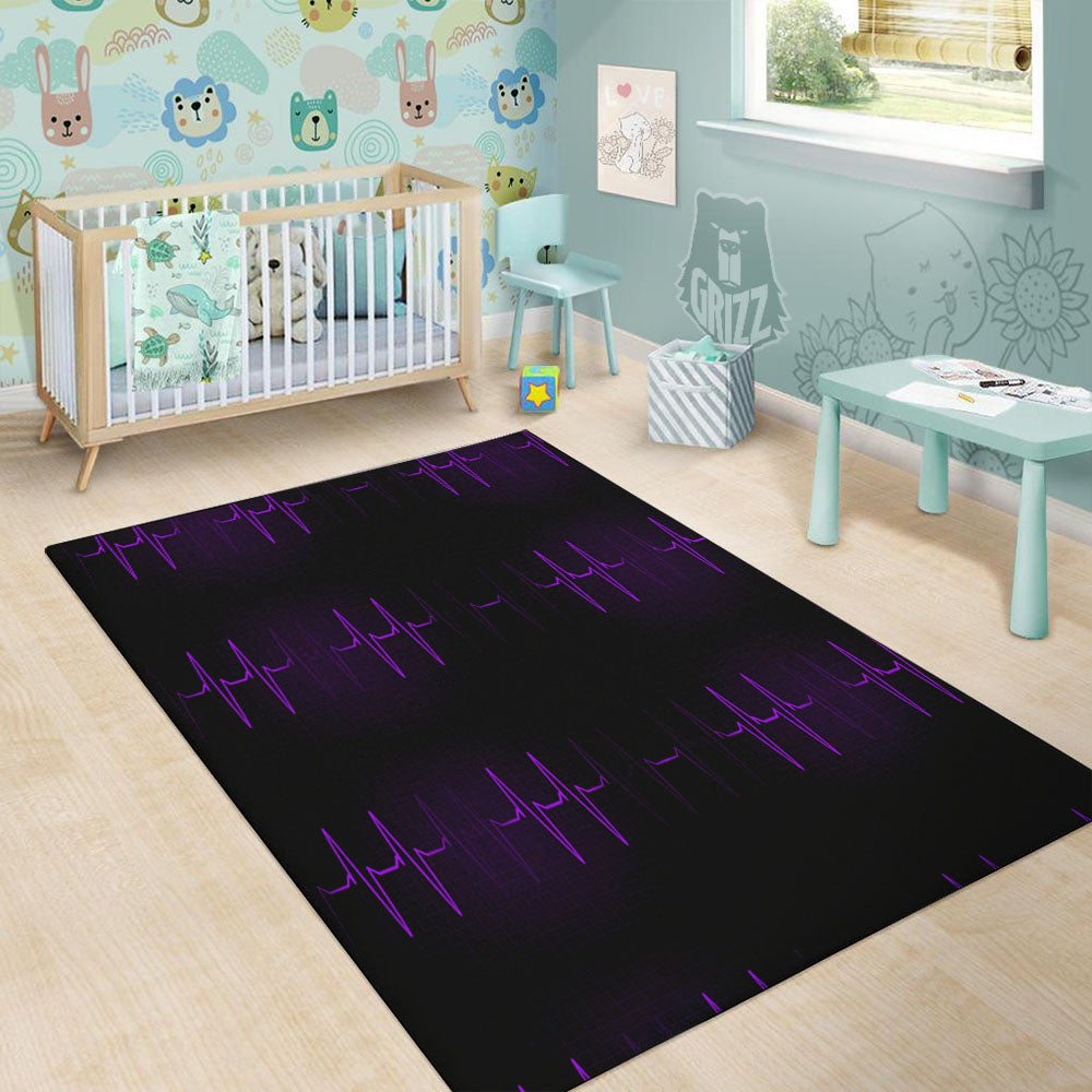 Heartbeat Purple Print Pattern Floor Mat-grizzshop