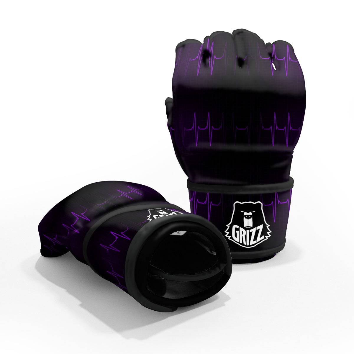 Heartbeat Purple Print Pattern MMA Gloves-grizzshop