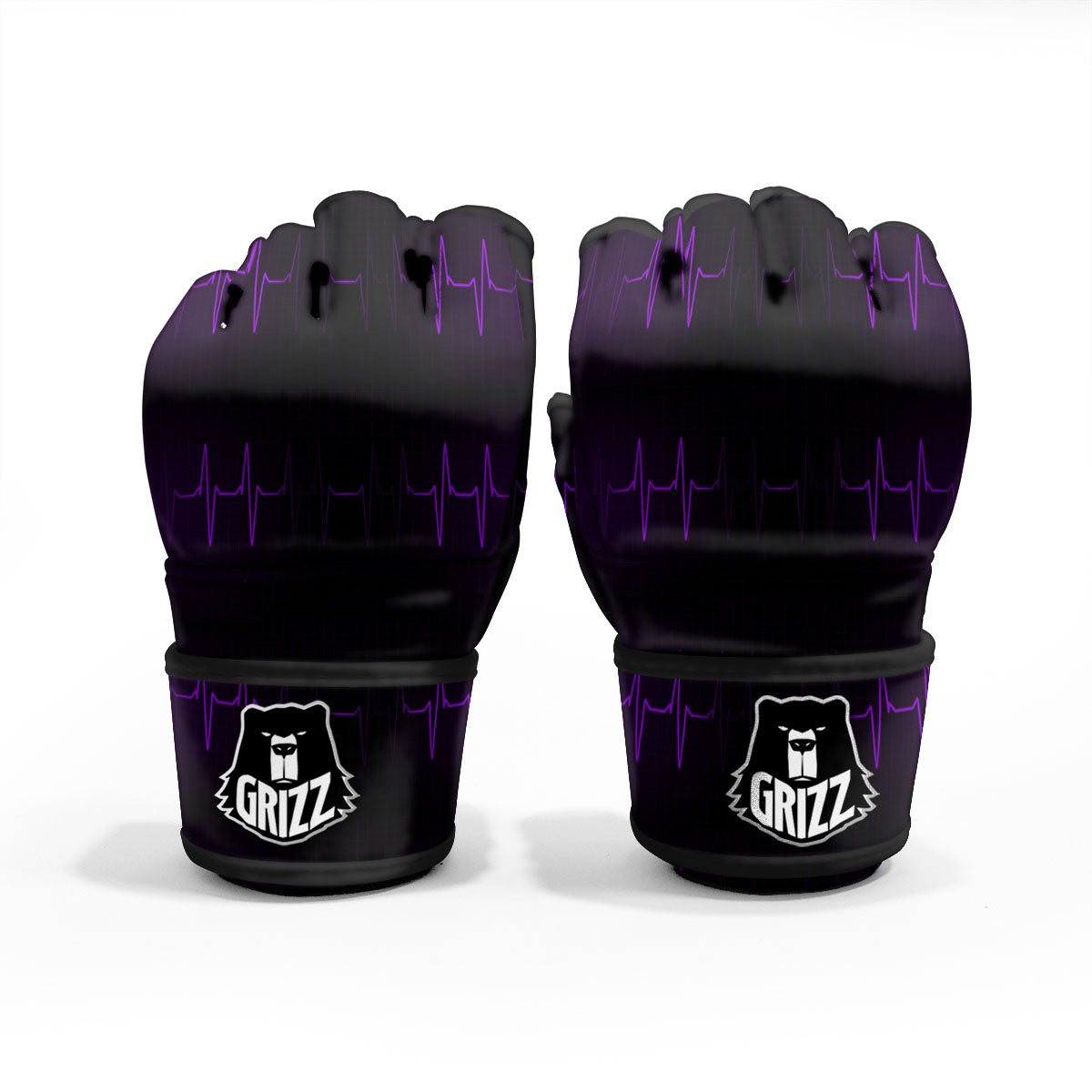 Heartbeat Purple Print Pattern MMA Gloves-grizzshop