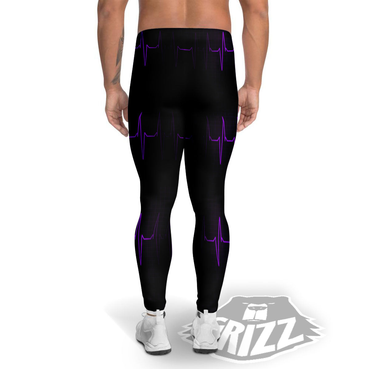 Heartbeat Purple Print Pattern Men's Leggings-grizzshop