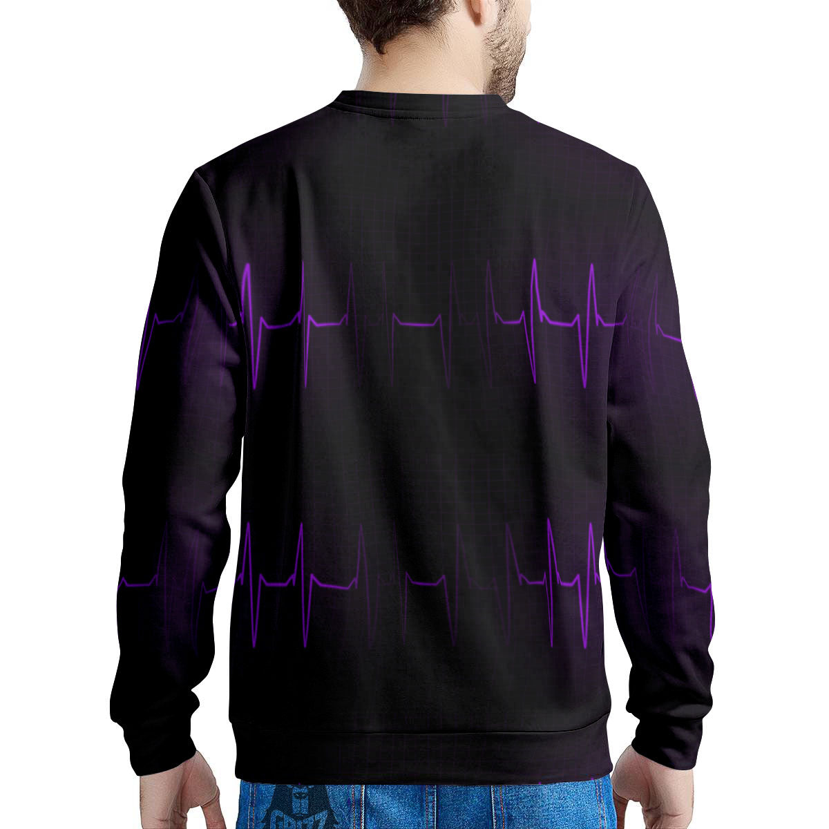 Heartbeat Purple Print Pattern Men's Sweatshirt-grizzshop