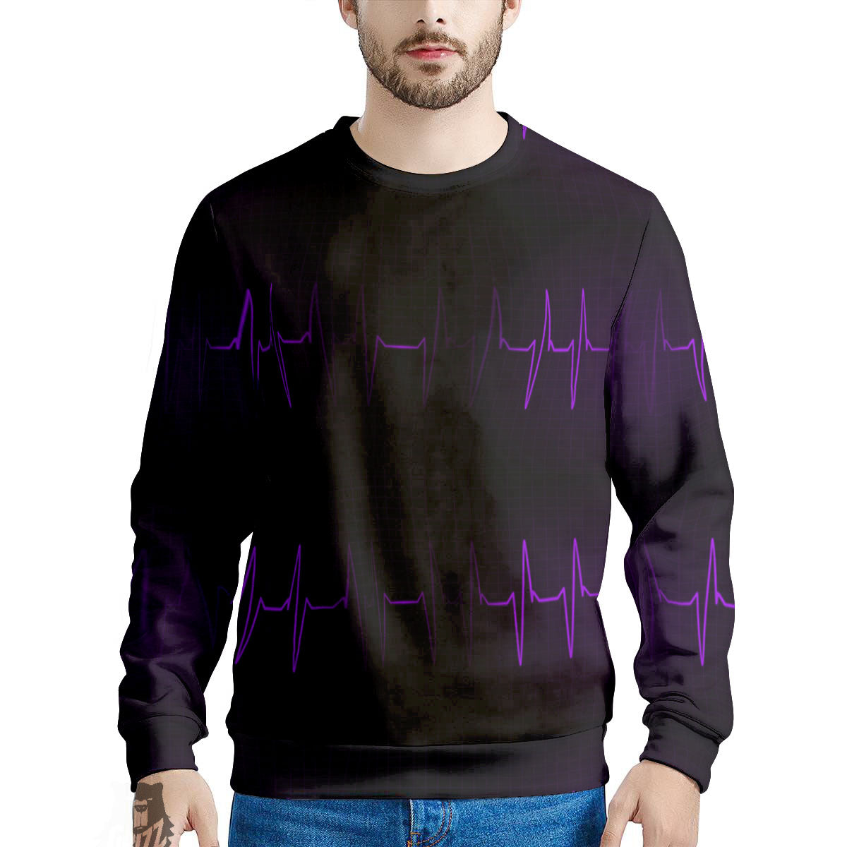Heartbeat Purple Print Pattern Men's Sweatshirt-grizzshop