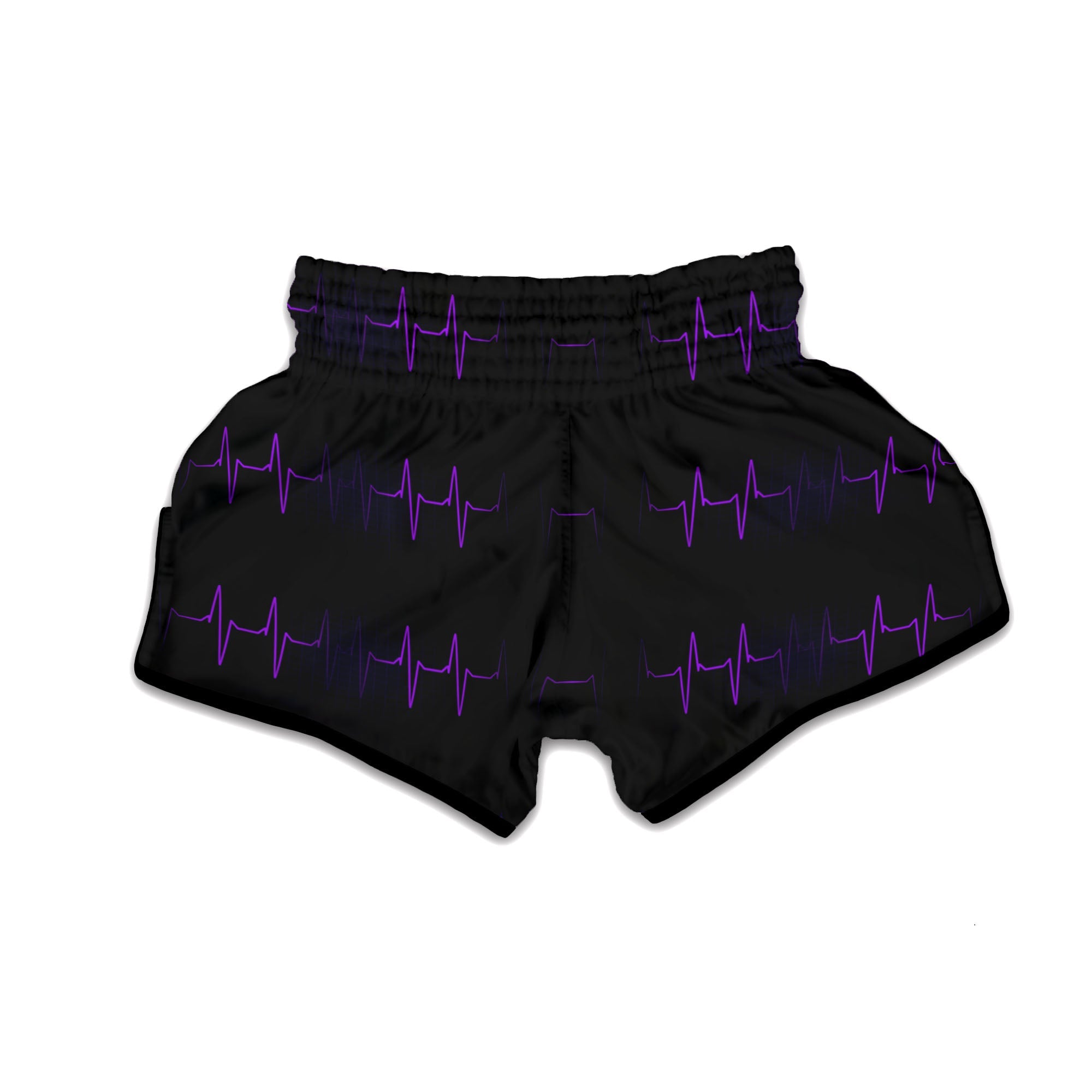 Heartbeat Purple Print Pattern Muay Thai Boxing Shorts-grizzshop