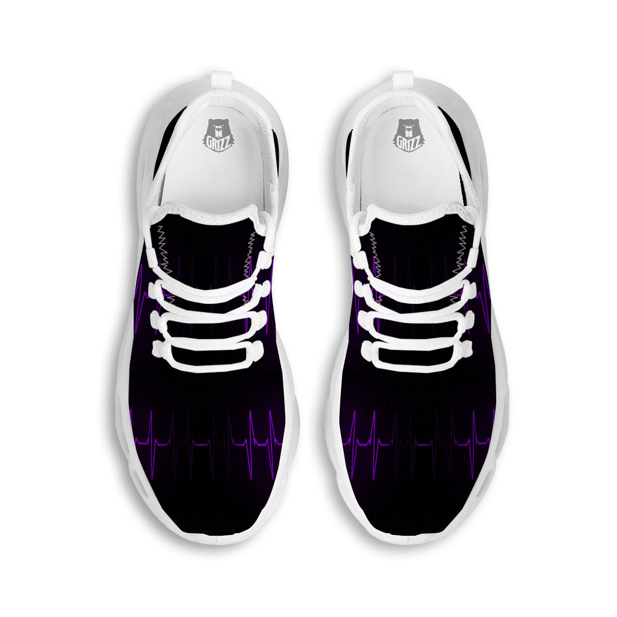 Heartbeat Purple Print Pattern White Running Shoes-grizzshop