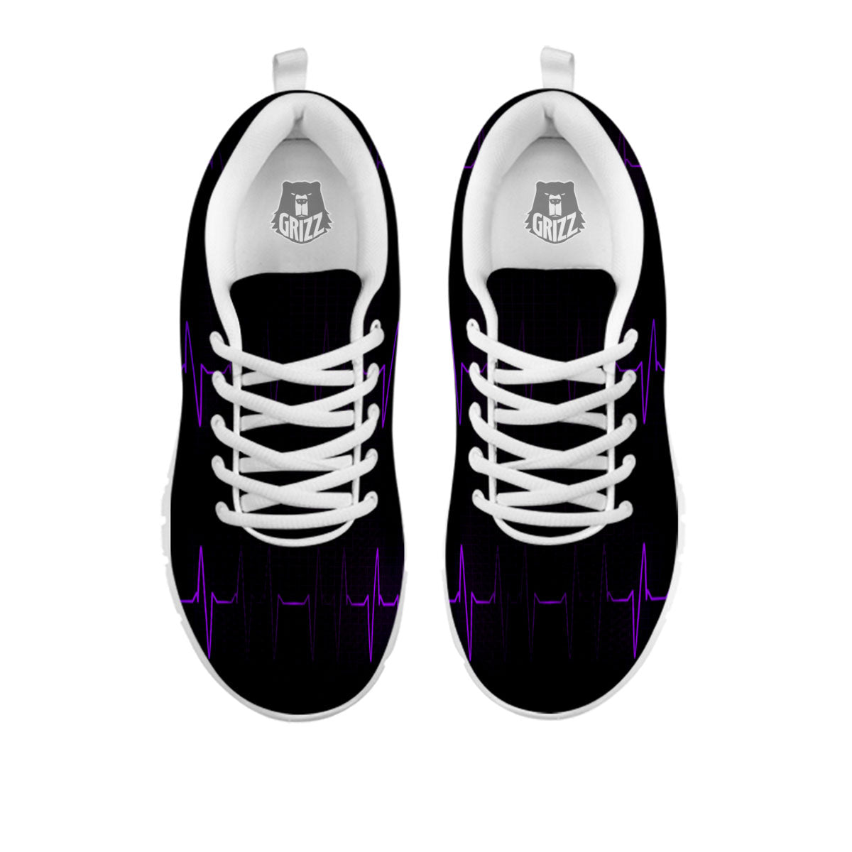 Heartbeat Purple Print Pattern White Sneaker-grizzshop