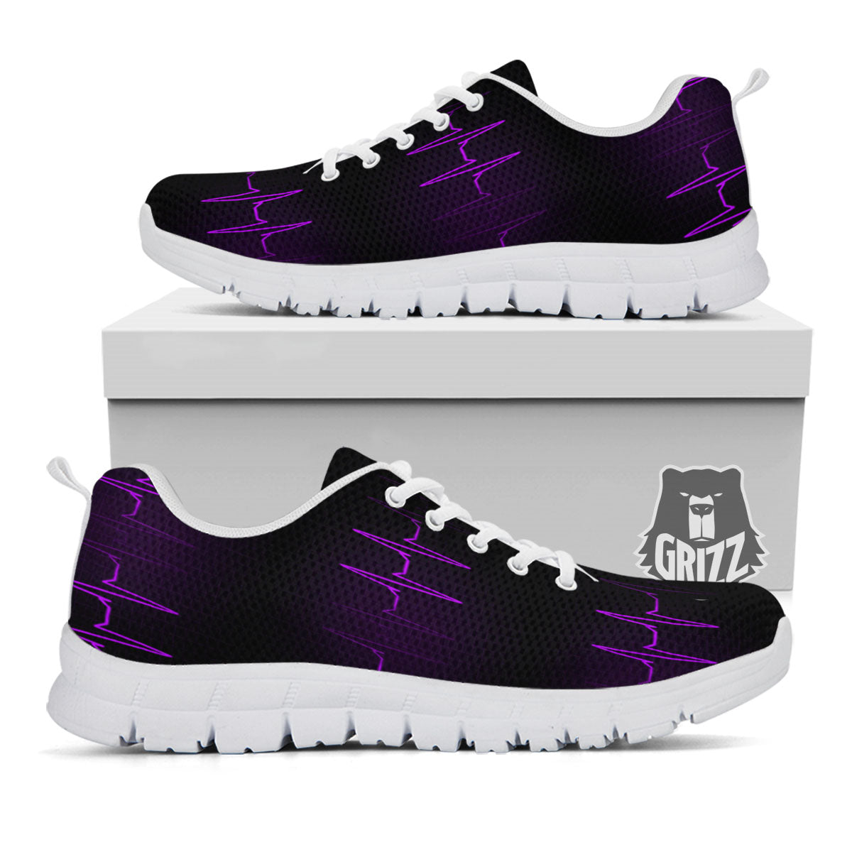 Heartbeat Purple Print Pattern White Sneaker-grizzshop