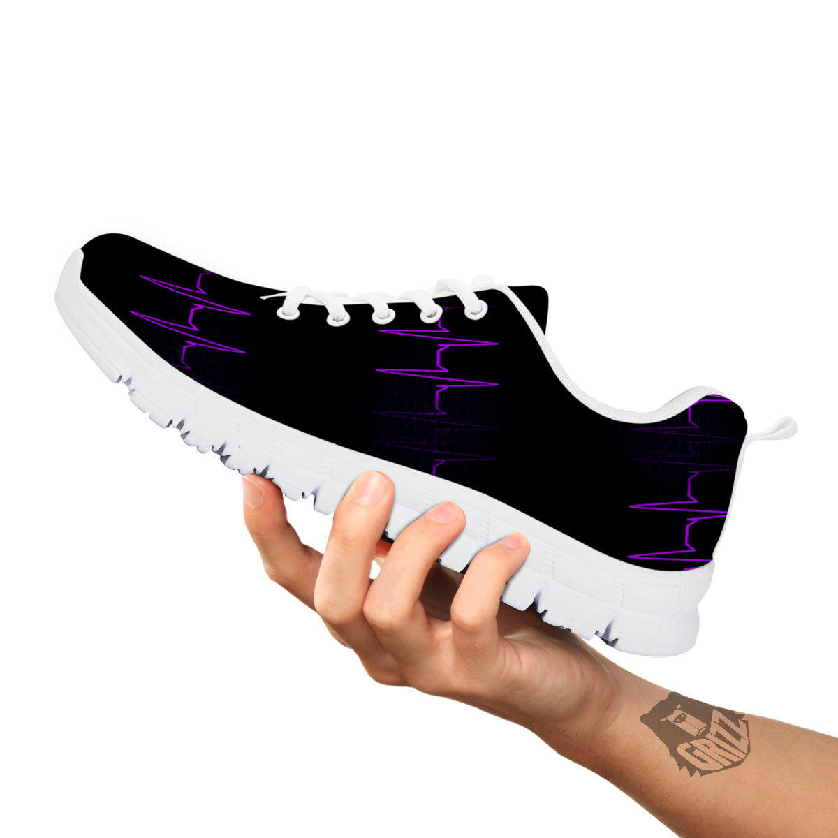 Heartbeat Purple Print Pattern White Sneaker-grizzshop