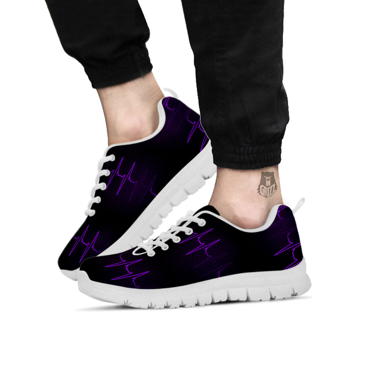 Heartbeat Purple Print Pattern White Sneaker-grizzshop