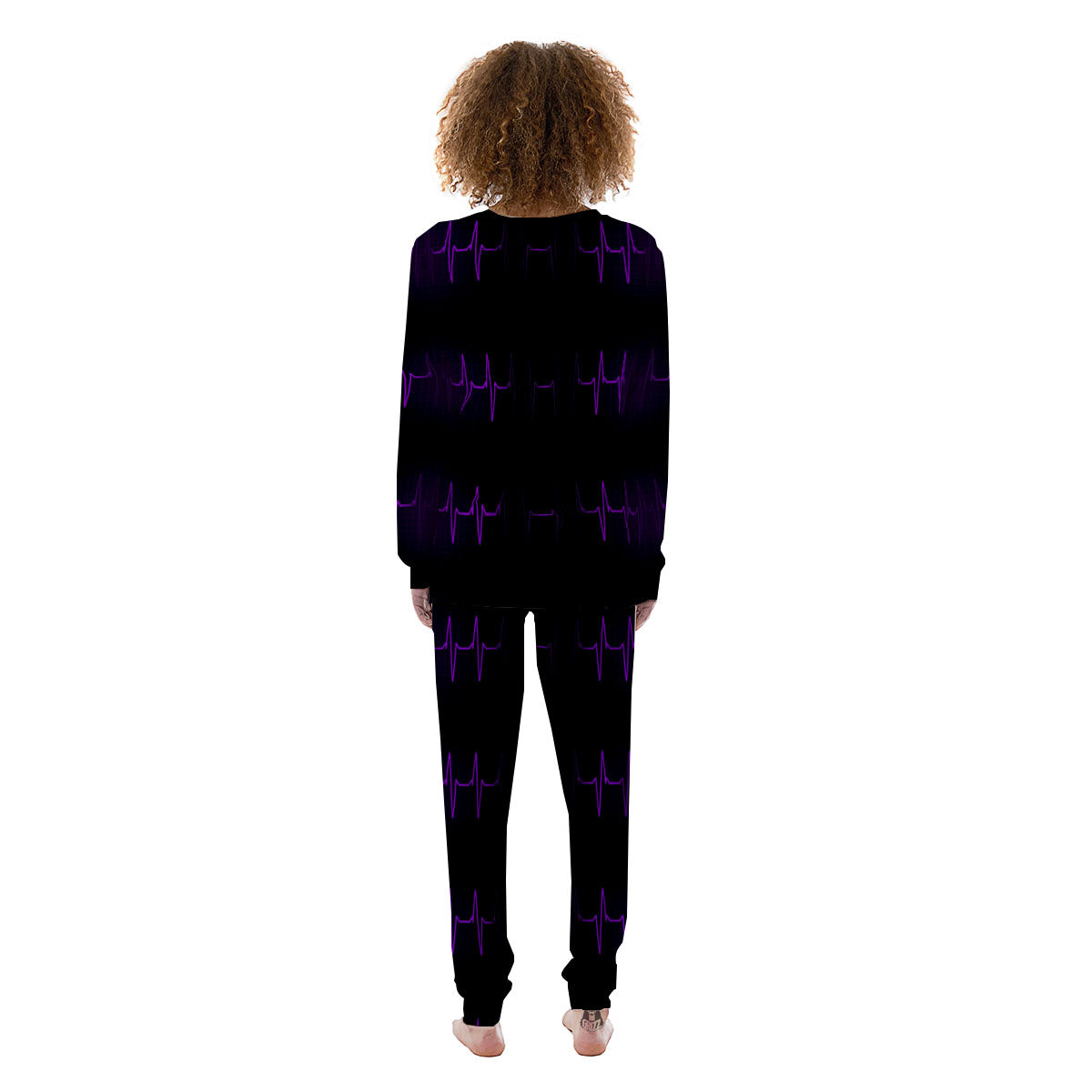 Heartbeat Purple Print Pattern Women's Pajamas-grizzshop