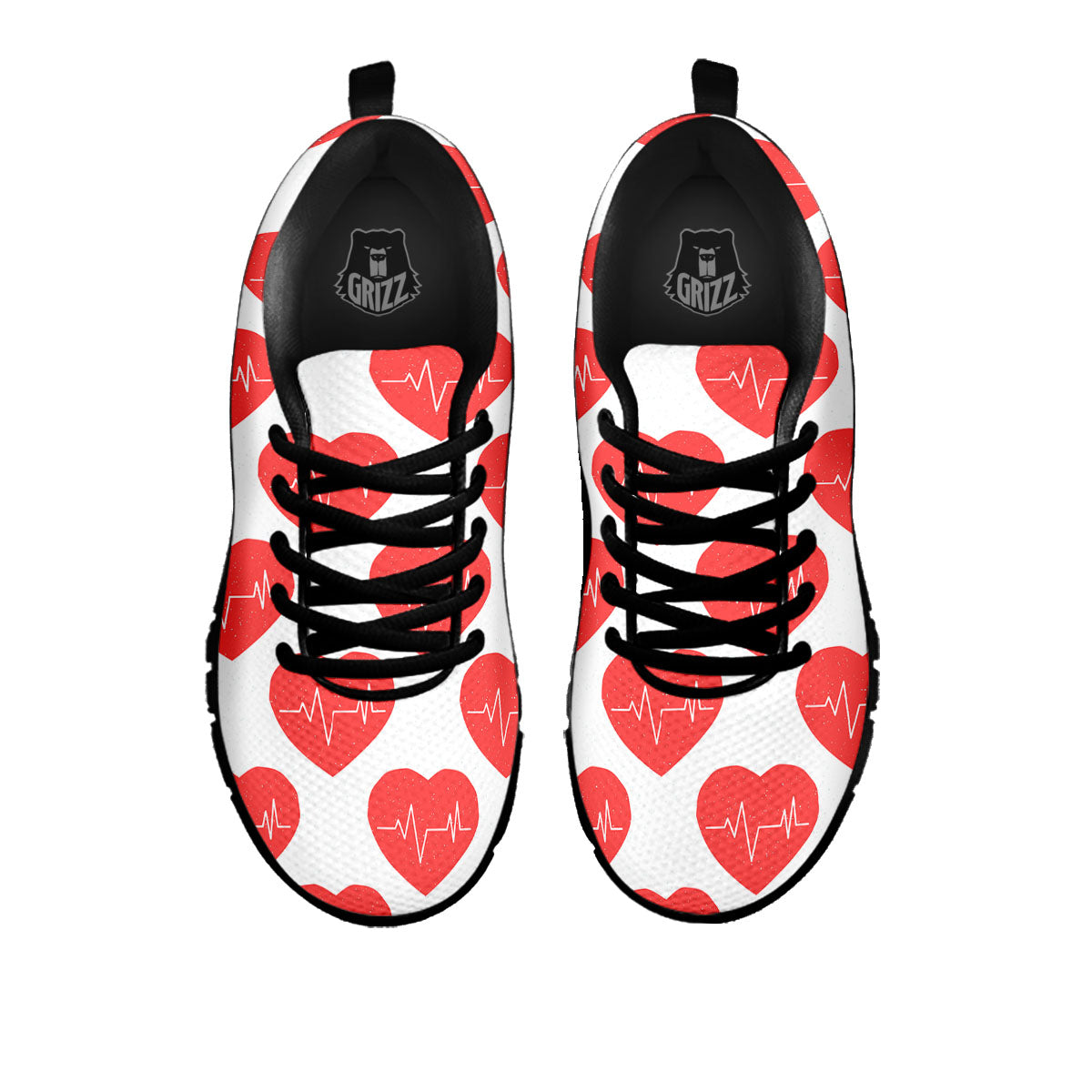 Heartbeat Red Print Pattern Black Sneaker-grizzshop