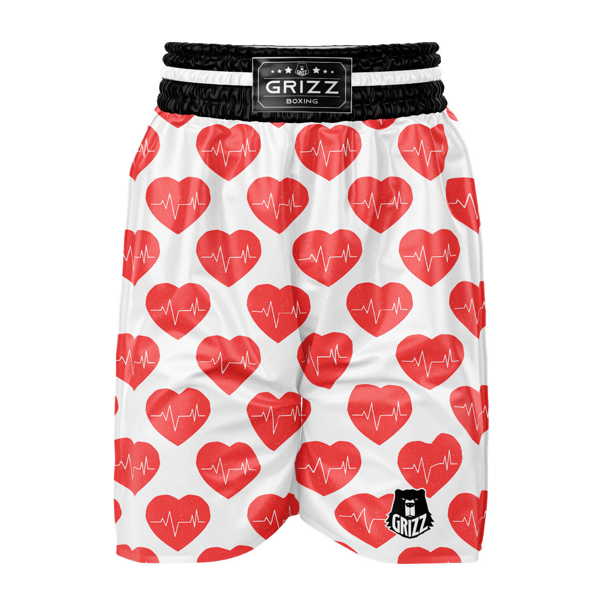 Heartbeat Red Print Pattern Boxing Shorts-grizzshop