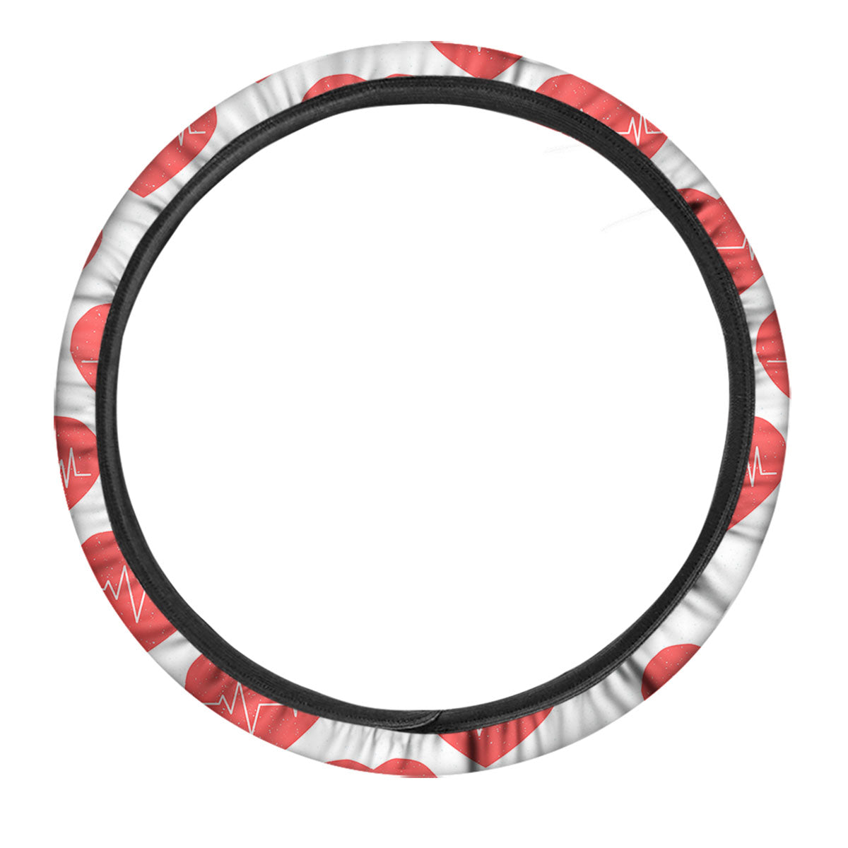 Heartbeat Red Print Pattern Car Steering Wheel Cover-grizzshop