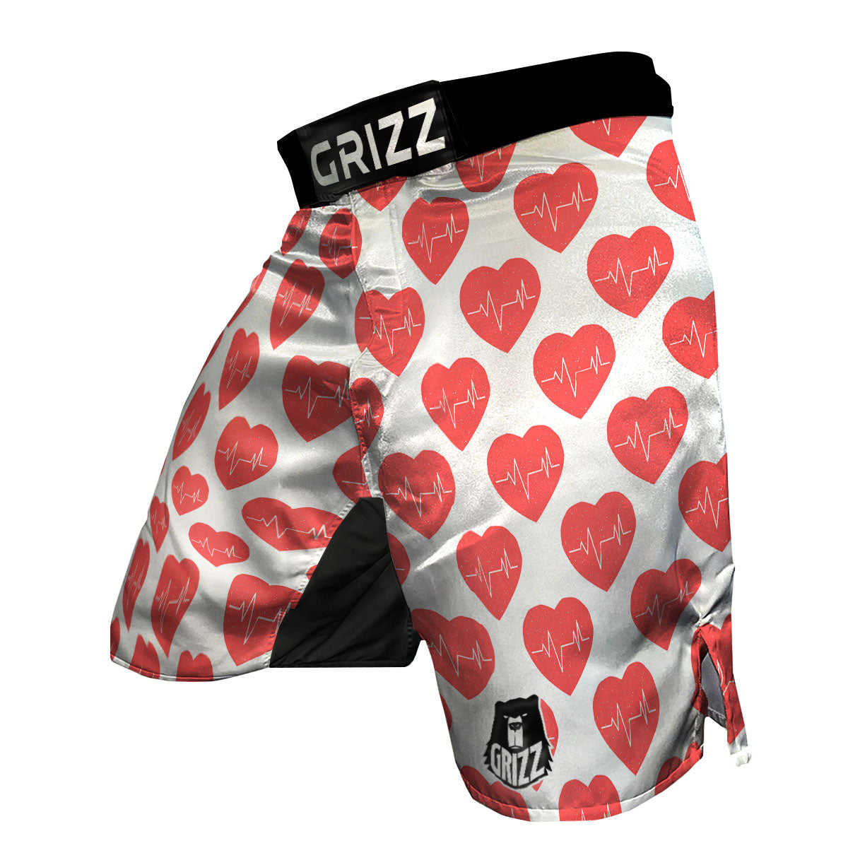 Heartbeat Red Print Pattern MMA Shorts-grizzshop