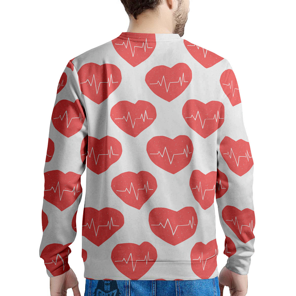 Heartbeat Red Print Pattern Men's Sweatshirt-grizzshop