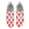 Heartbeat Red Print Pattern White Athletic Shoes-grizzshop