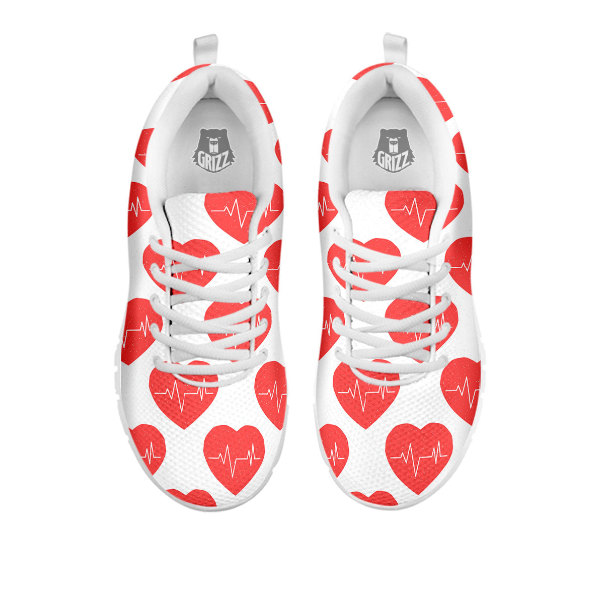 Heartbeat Red Print Pattern White Sneaker-grizzshop