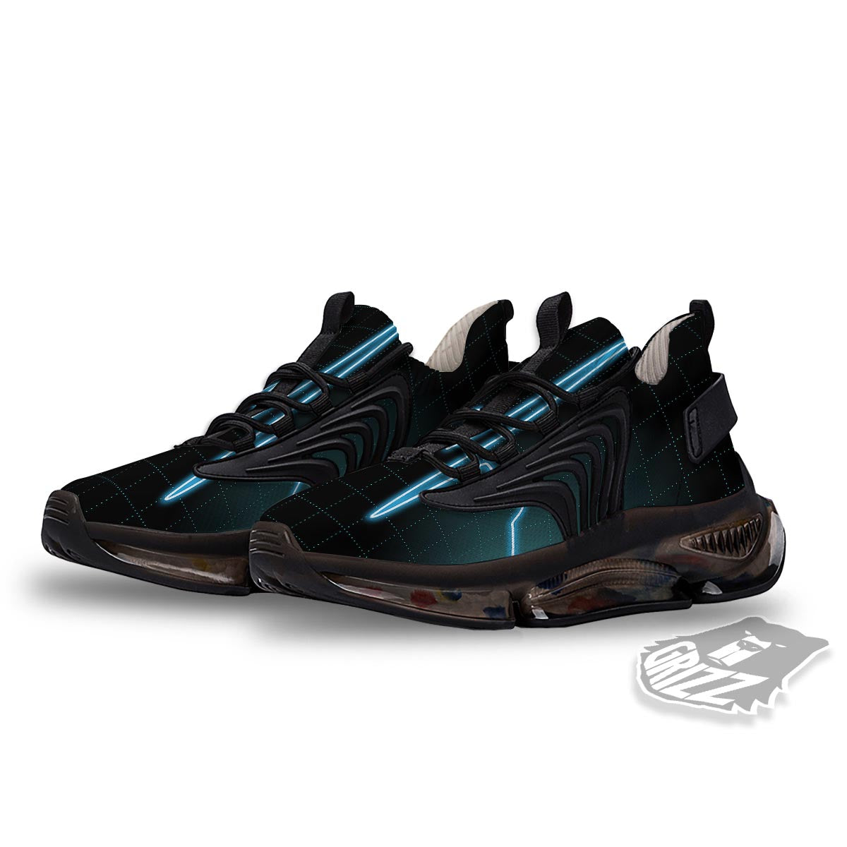 Heartbeat Teal Print Black Gym Shoes-grizzshop