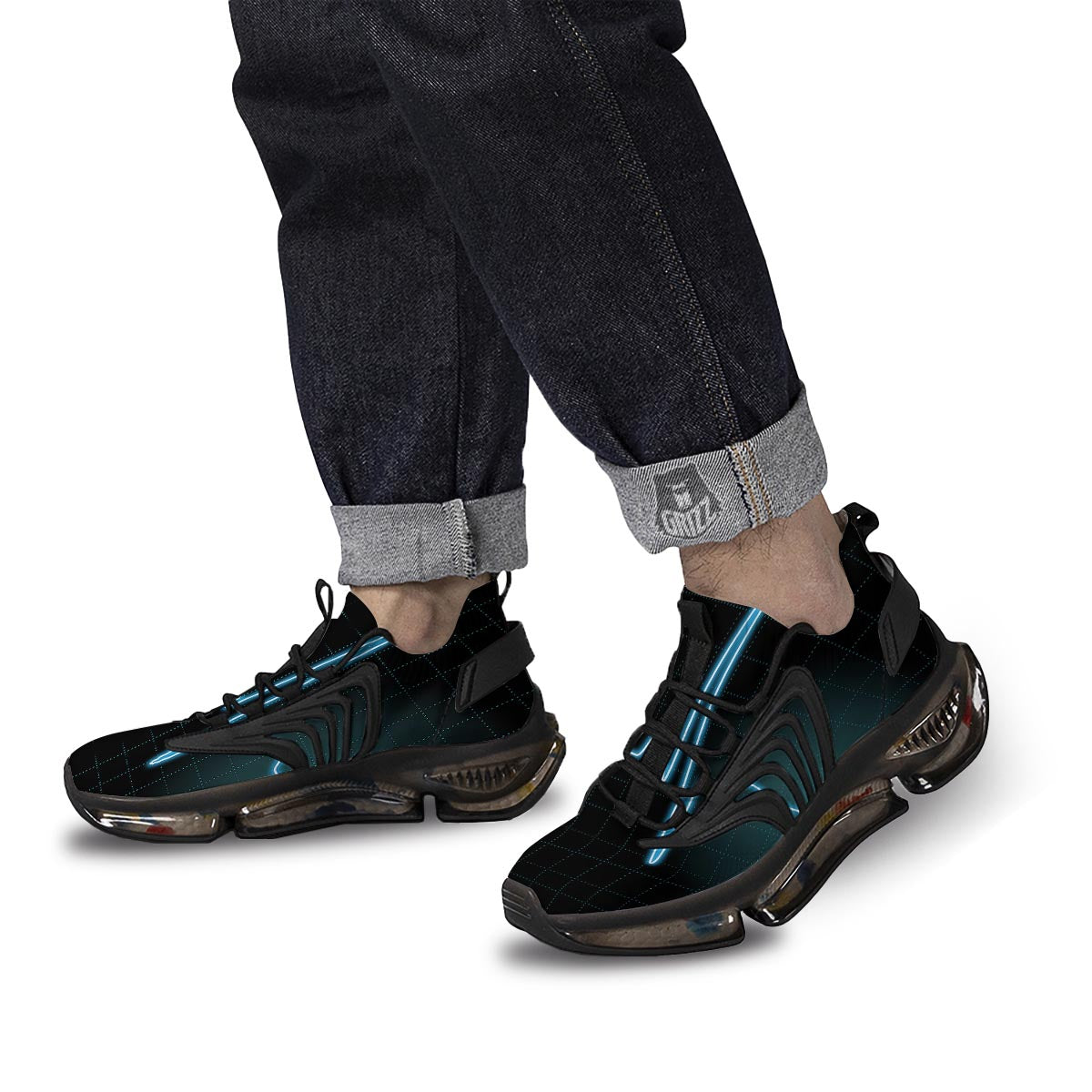 Heartbeat Teal Print Black Gym Shoes-grizzshop