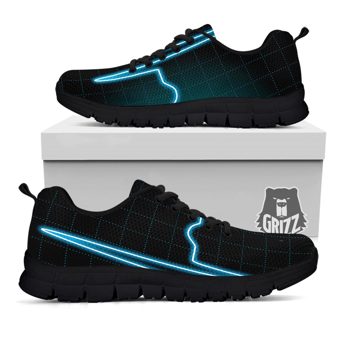 Heartbeat Teal Print Black Sneaker-grizzshop