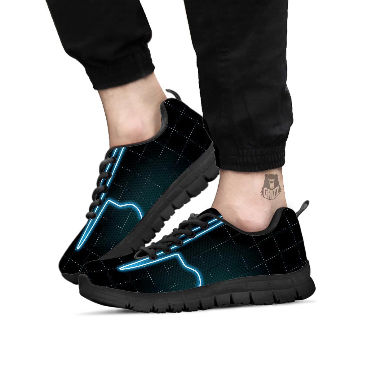 Heartbeat Teal Print Black Sneaker-grizzshop