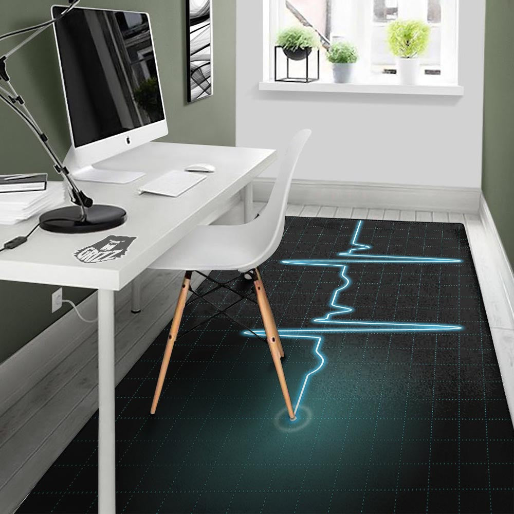 Heartbeat Teal Print Floor Mat-grizzshop
