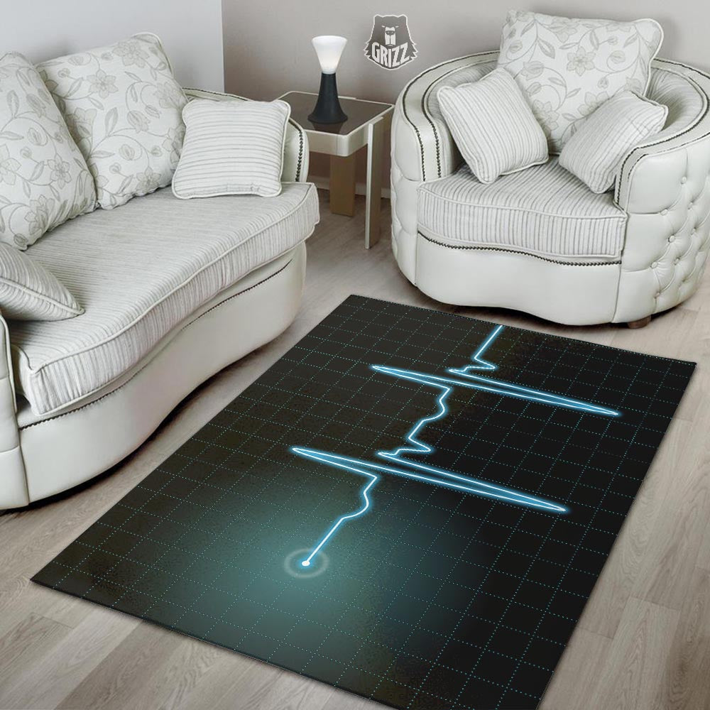 Heartbeat Teal Print Floor Mat-grizzshop