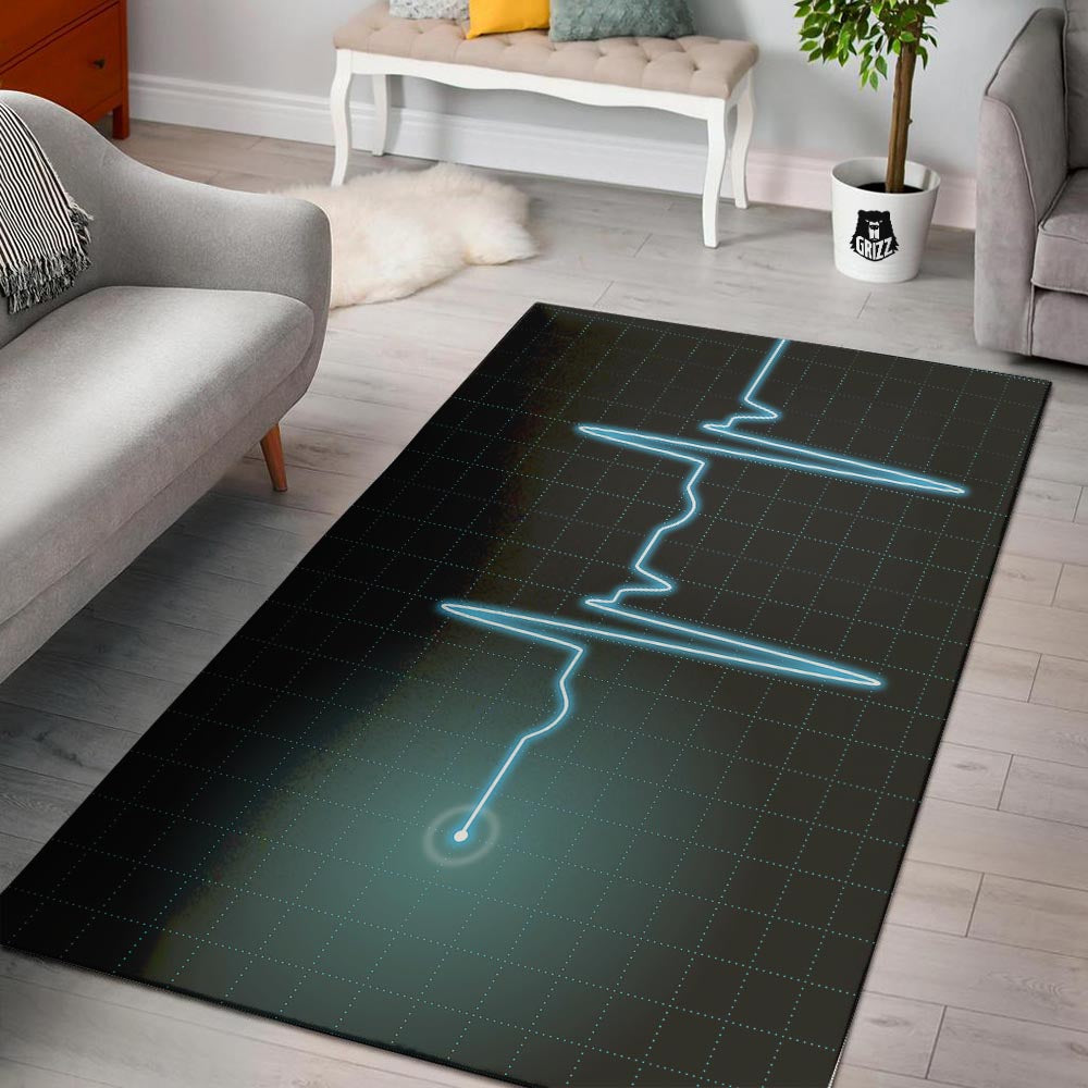 Heartbeat Teal Print Floor Mat-grizzshop