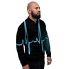 Heartbeat Teal Print Men's Bomber Jacket-grizzshop