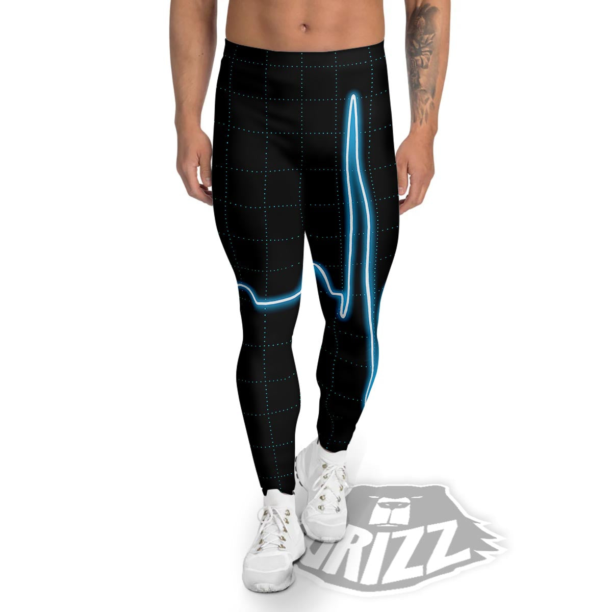 Heartbeat Teal Print Men's Leggings-grizzshop