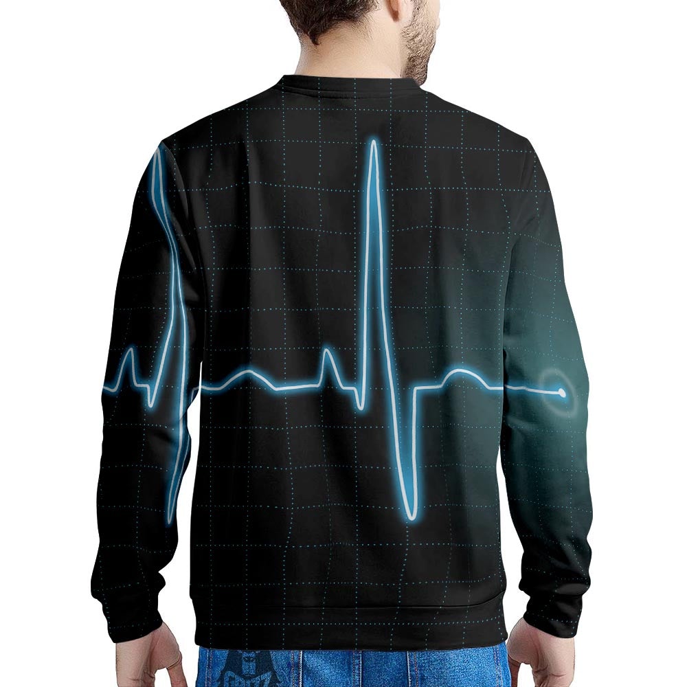 Heartbeat Teal Print Men's Sweatshirt-grizzshop
