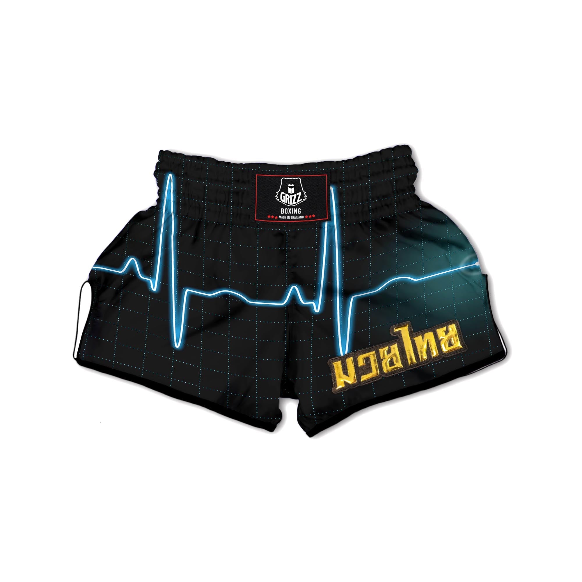 Heartbeat Teal Print Muay Thai Boxing Shorts-grizzshop