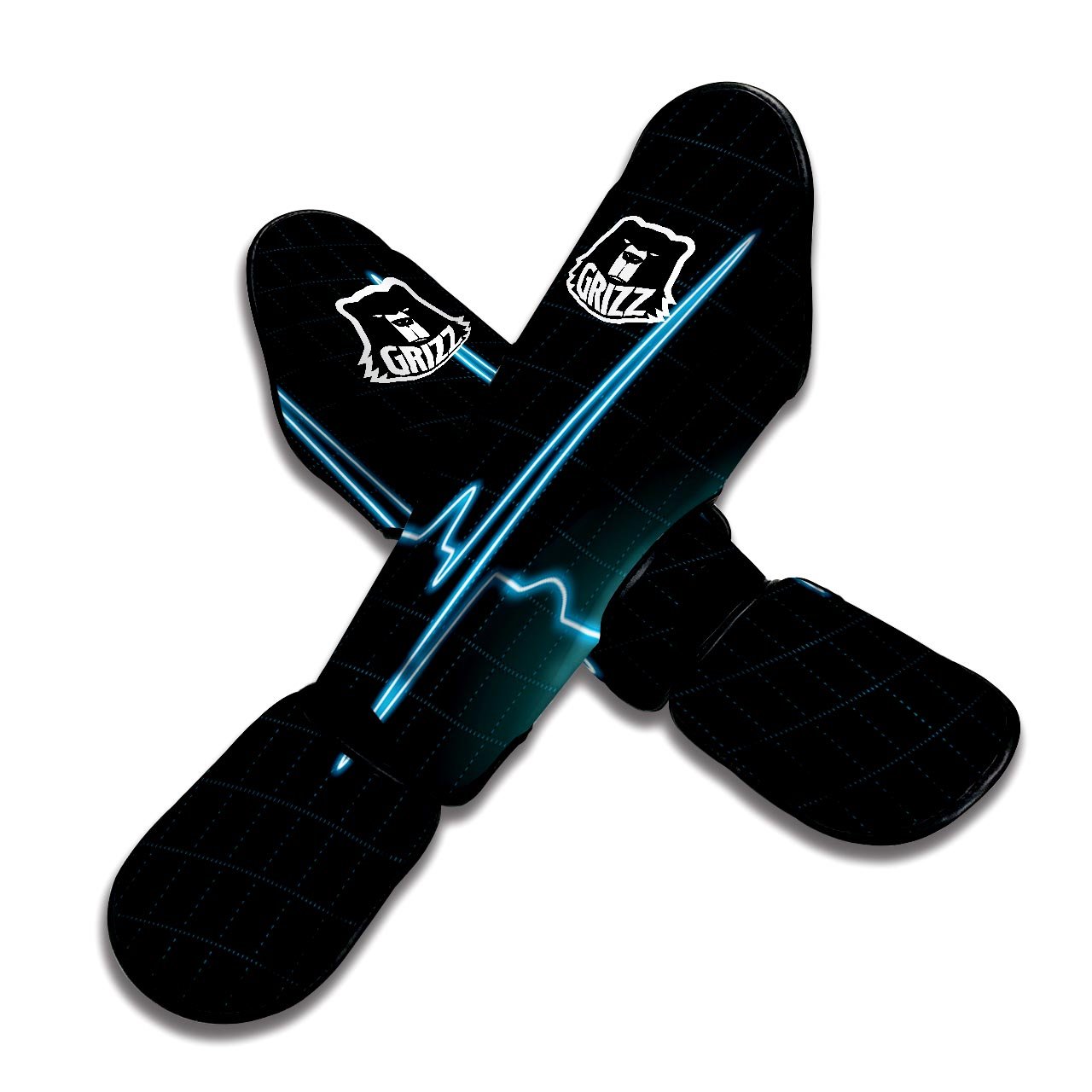 Heartbeat Teal Print Muay Thai Shin Guards-grizzshop