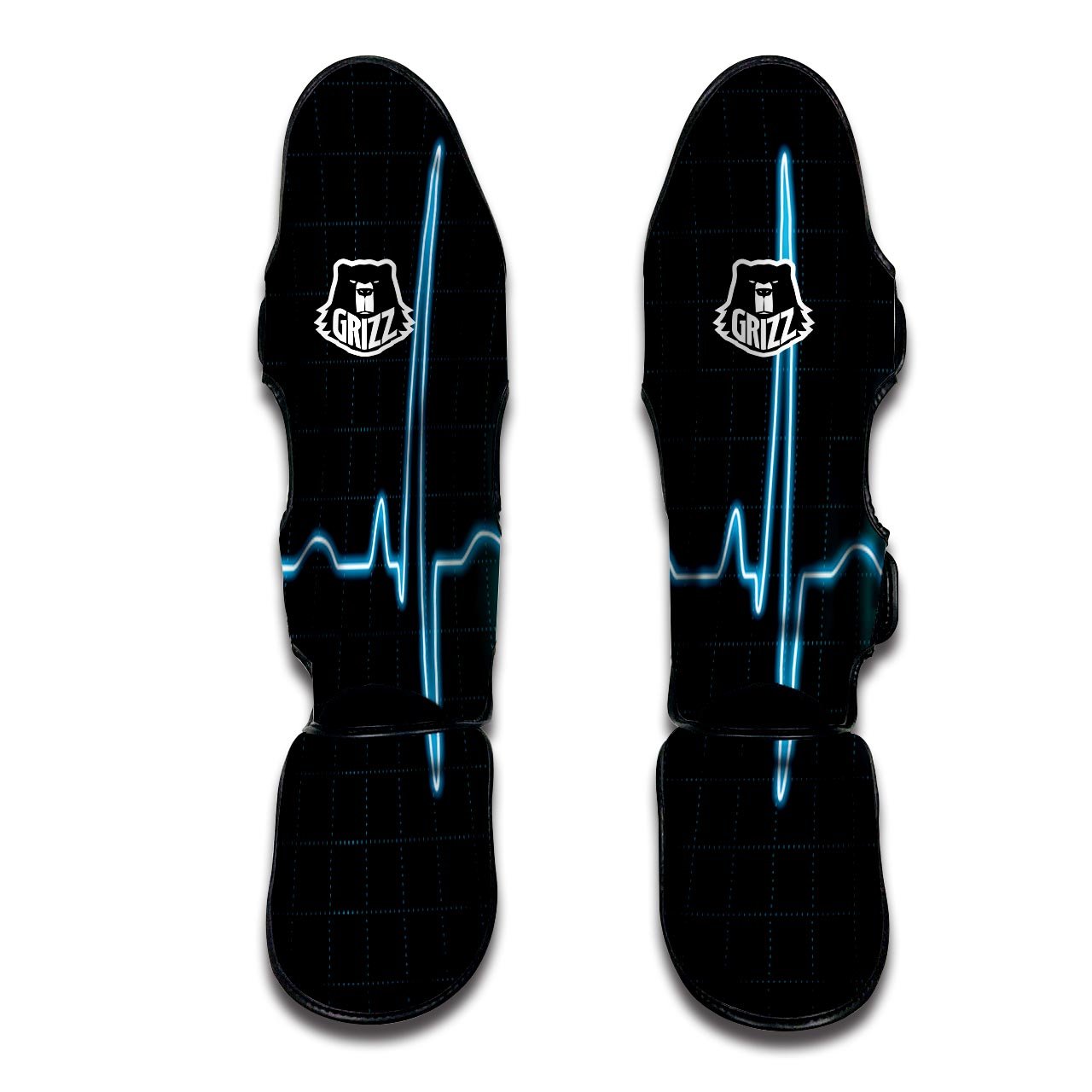 Heartbeat Teal Print Muay Thai Shin Guards-grizzshop