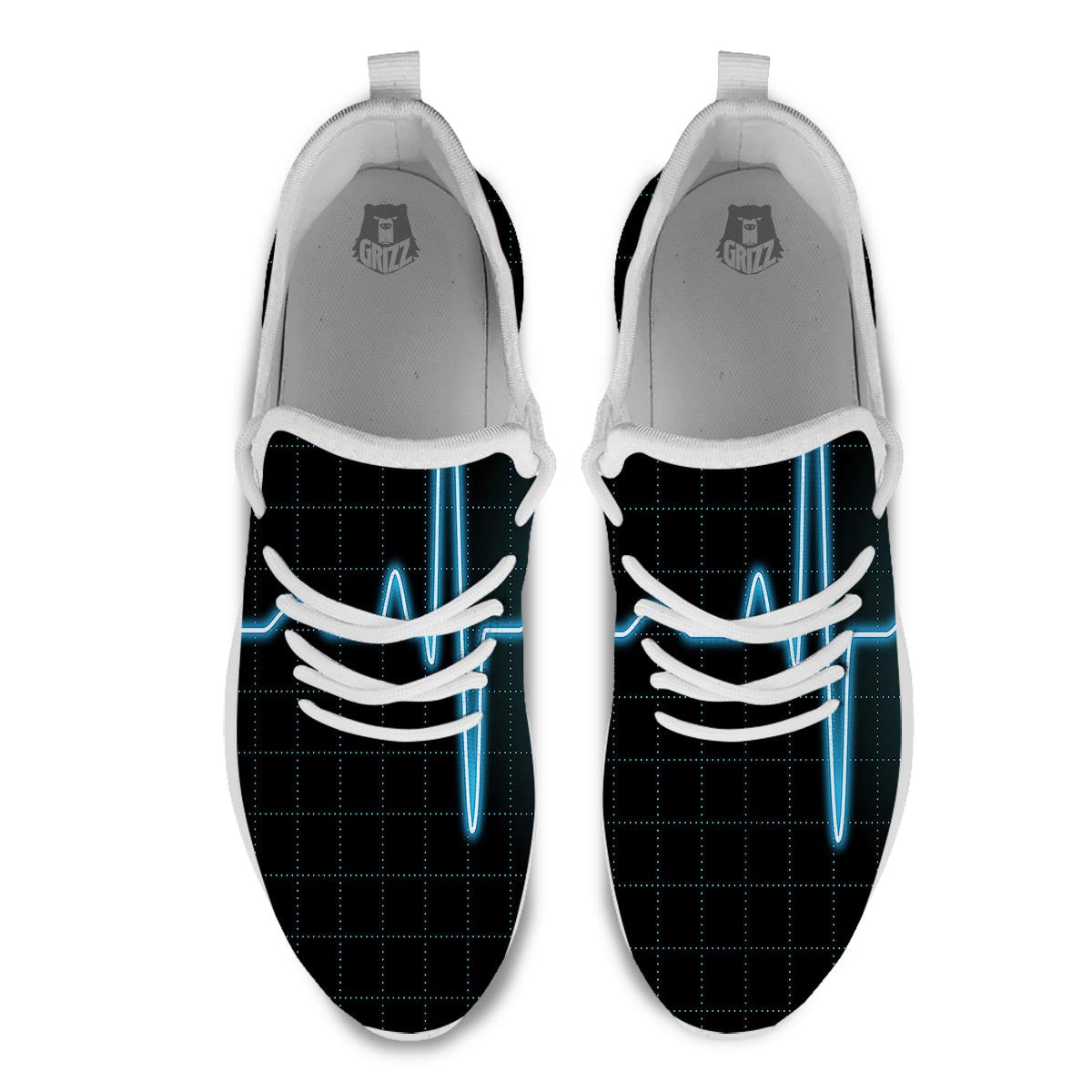 Heartbeat Teal Print White Athletic Shoes-grizzshop