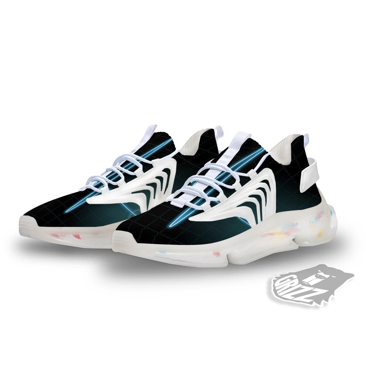 Heartbeat Teal Print White Gym Shoes-grizzshop