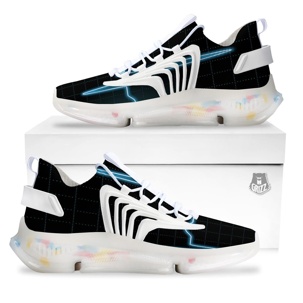Heartbeat Teal Print White Gym Shoes-grizzshop