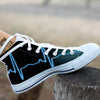 Heartbeat Teal Print White High Top Shoes-grizzshop