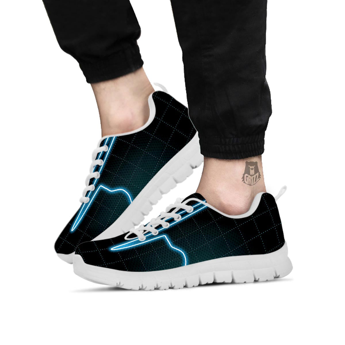 Heartbeat Teal Print White Sneaker-grizzshop