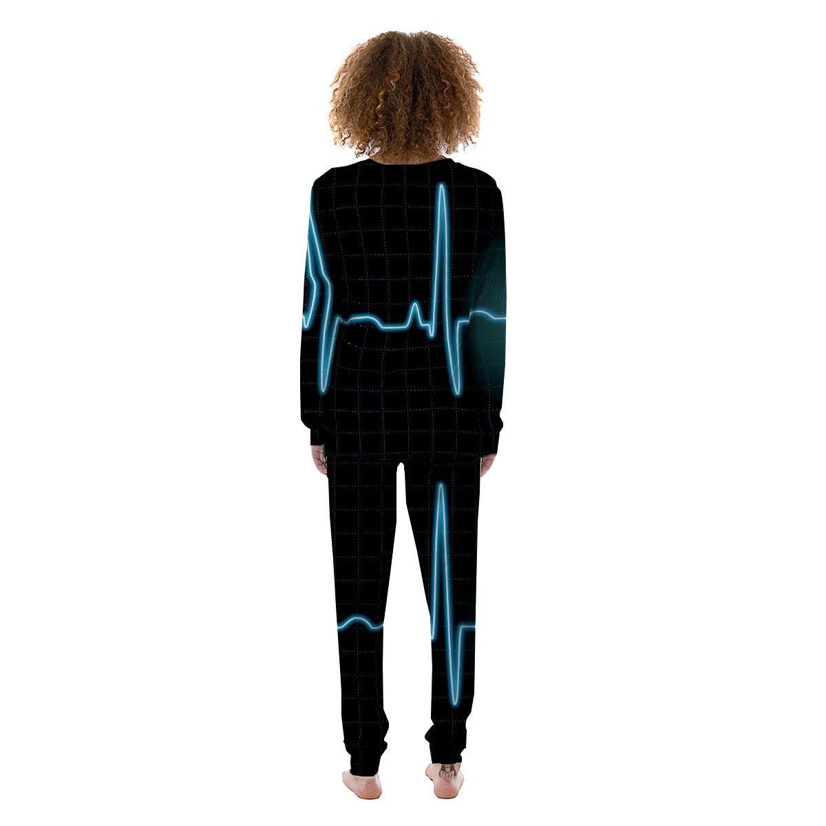 Heartbeat Teal Print Women's Pajamas-grizzshop