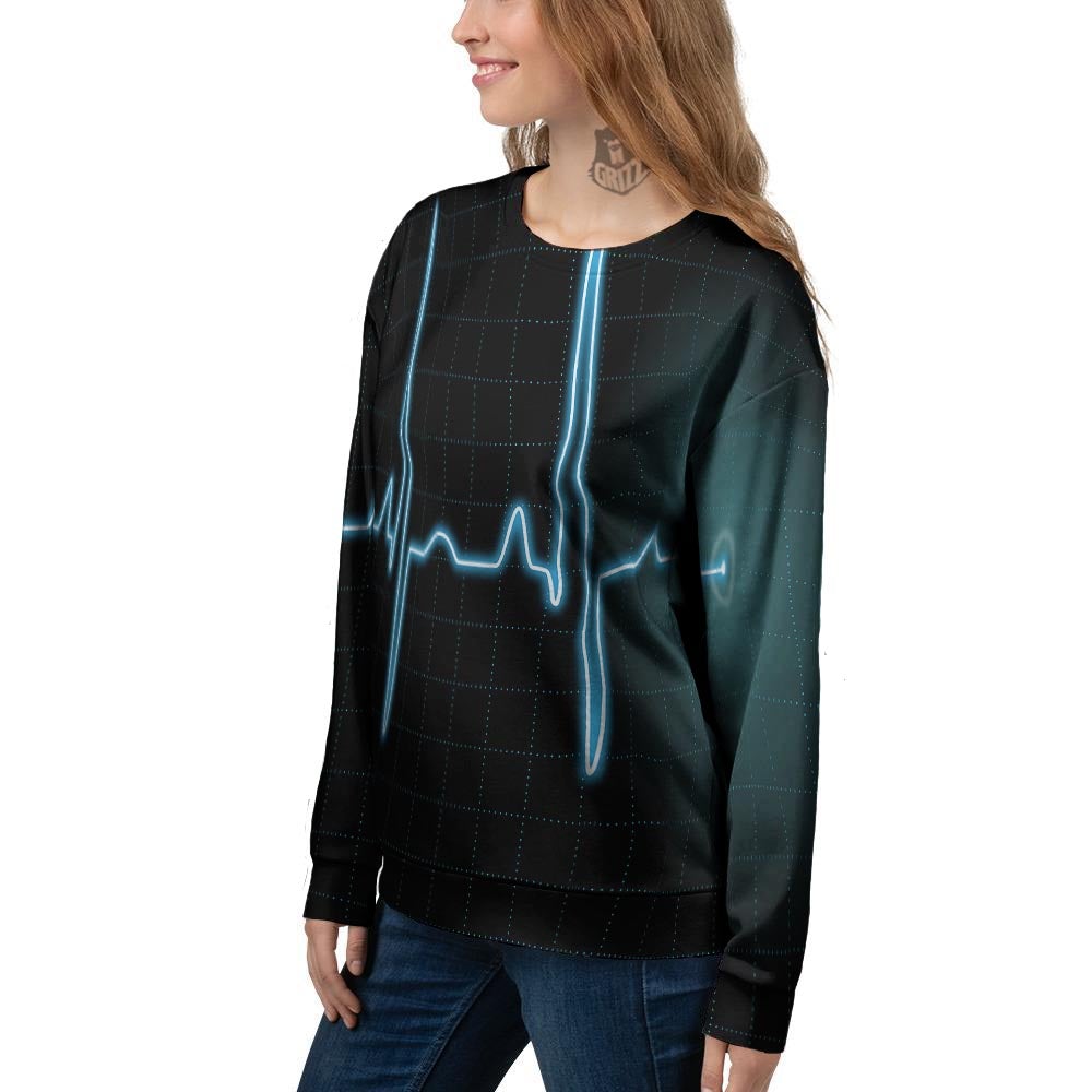 Heartbeat Teal Print Women's Sweatshirt-grizzshop
